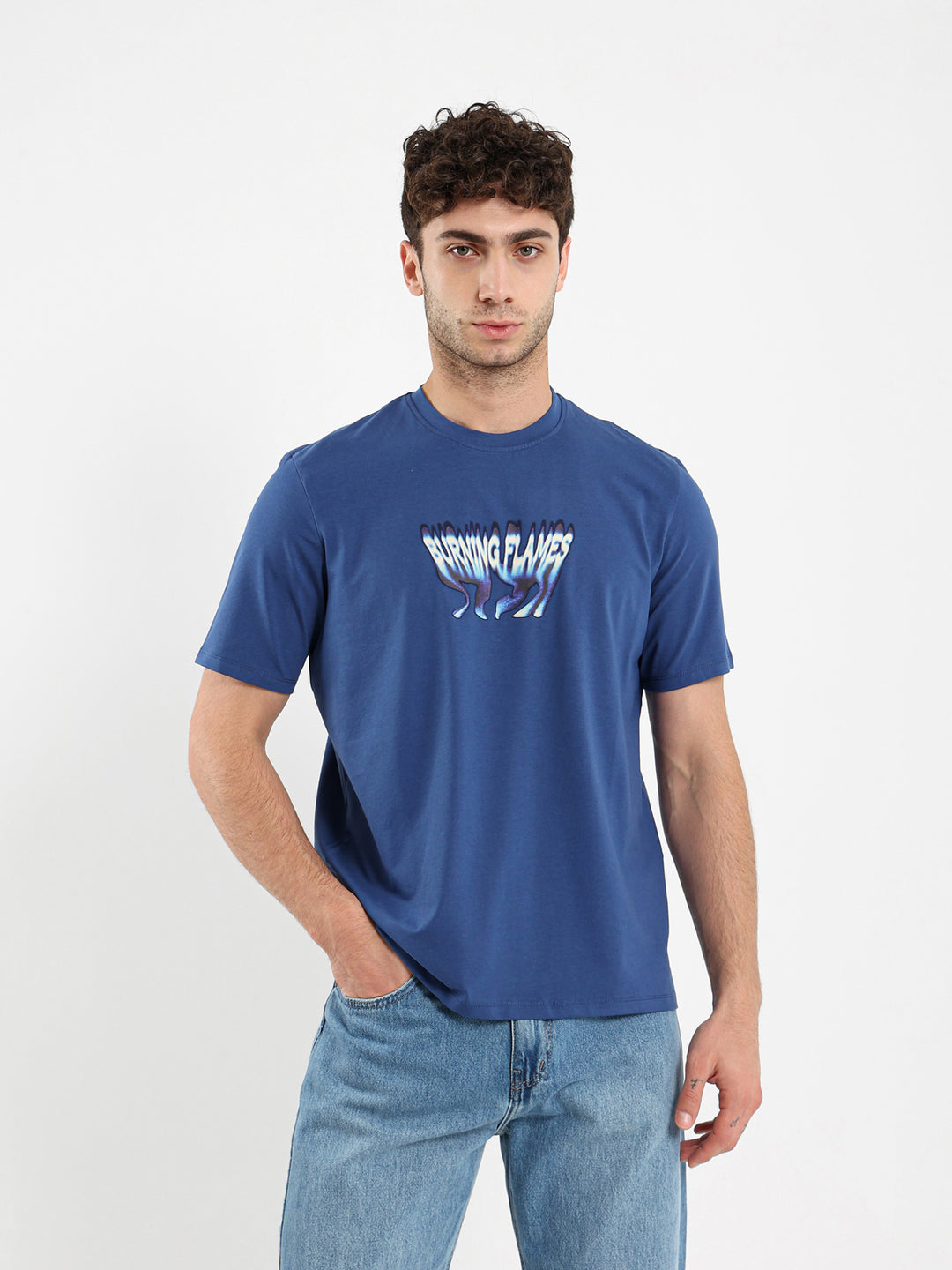 Burning Flames Print T-Shirt