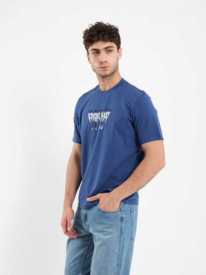 Burning Flames Print T-Shirt