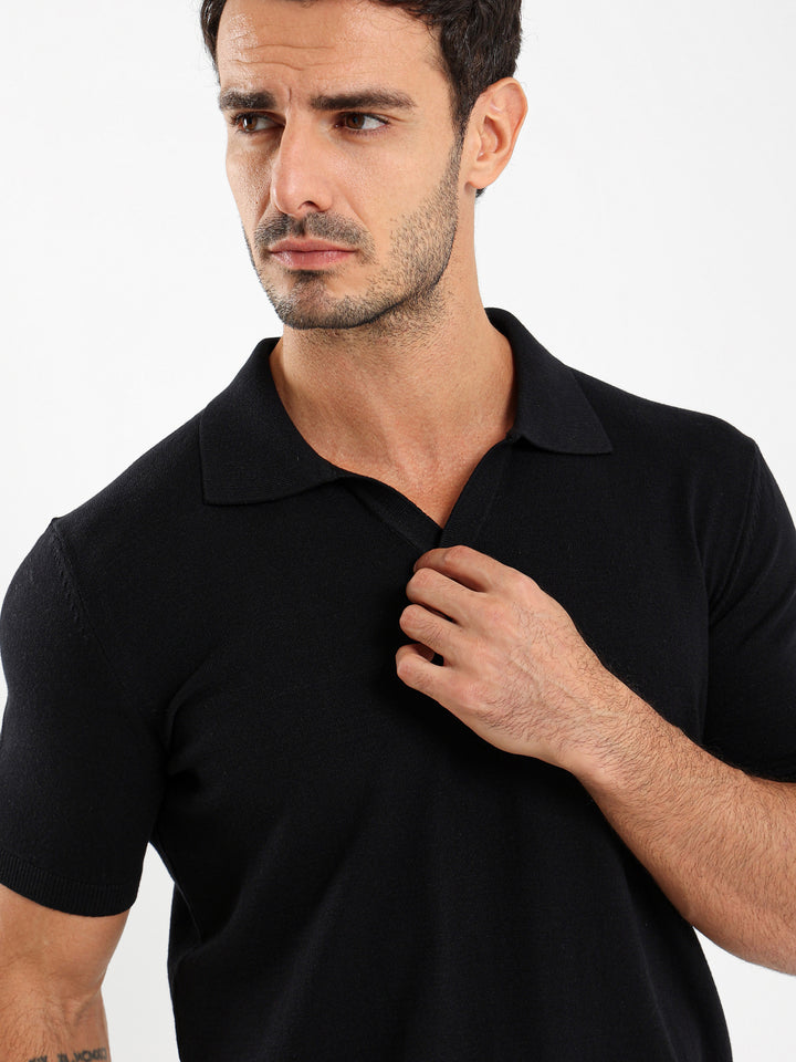 V-Placket Polo Shirt