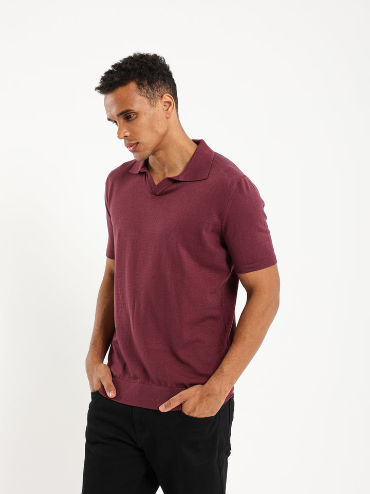 V-Placket Polo Shirt
