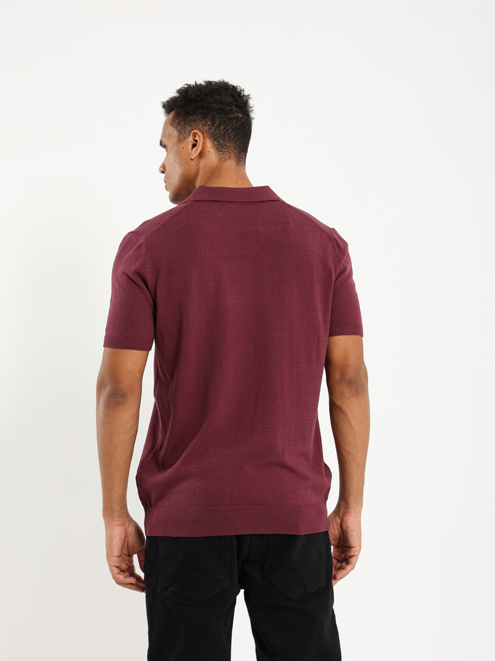 V-Placket Polo Shirt
