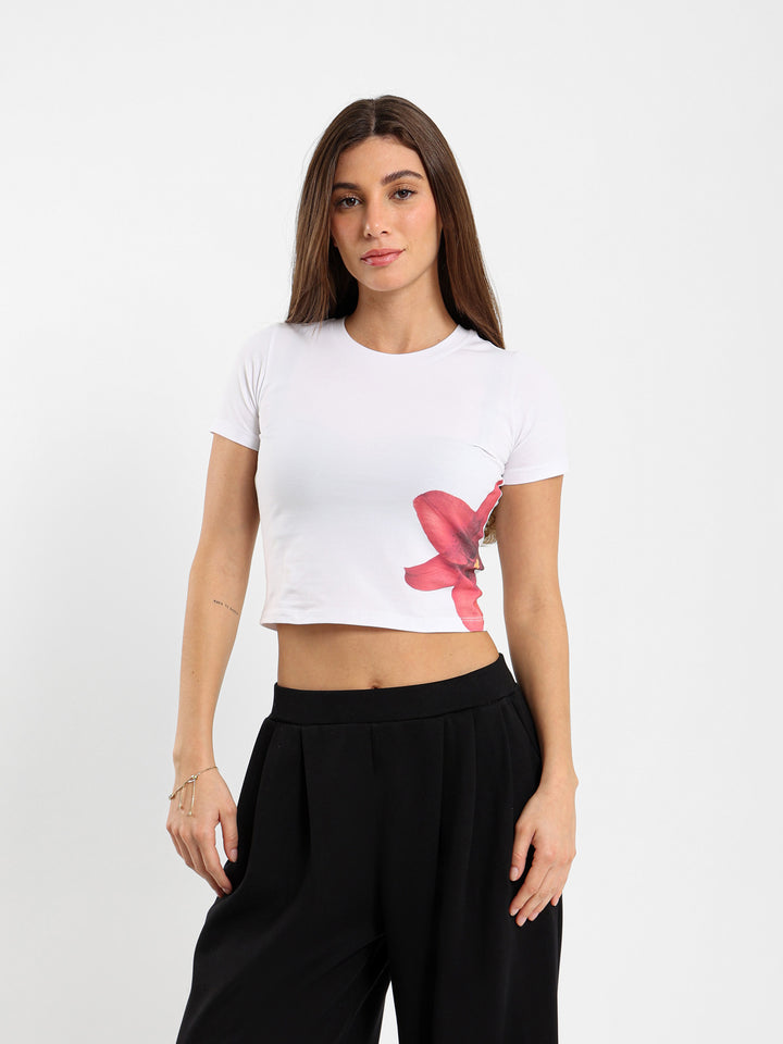 Hibiscus Flower Print Baby Tee