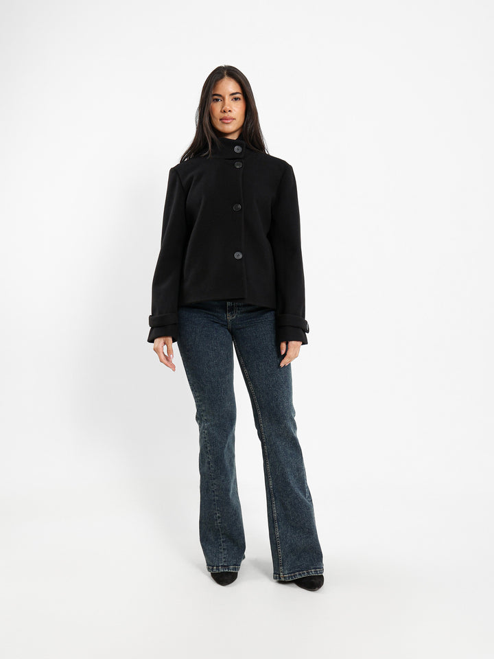 Double-Breasted High Collar Jacket