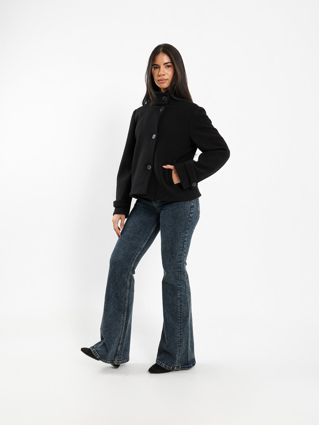 Two-Tone Flare Jeans