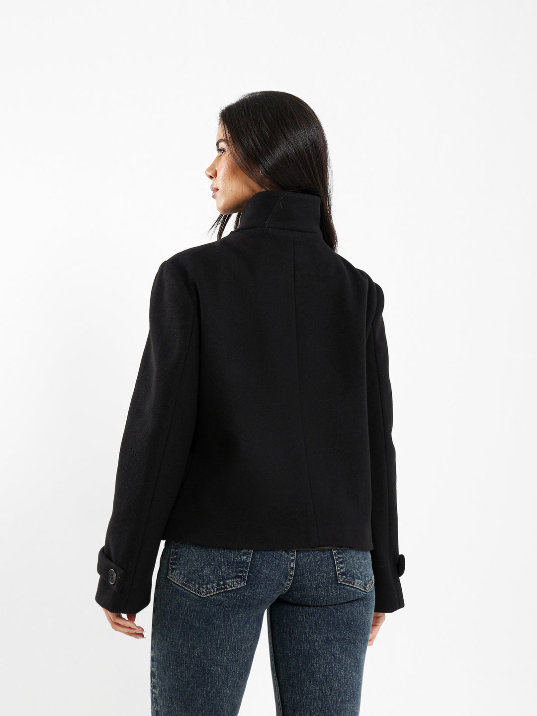 Double-Breasted High Collar Jacket