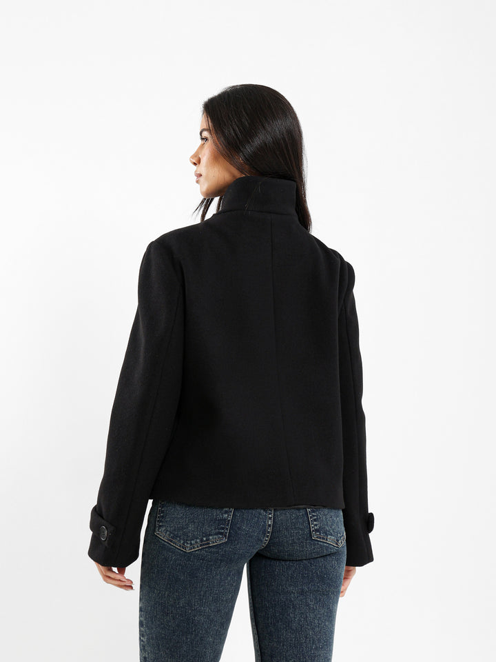 Double-Breasted High Collar Jacket