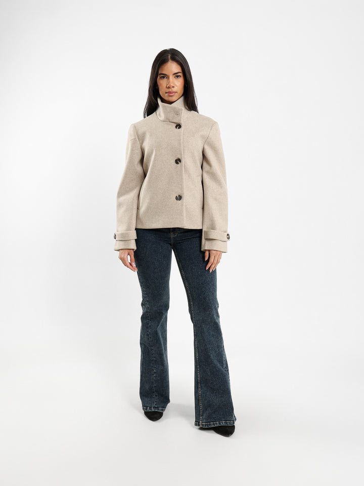 Double-Breasted High Collar Jacket