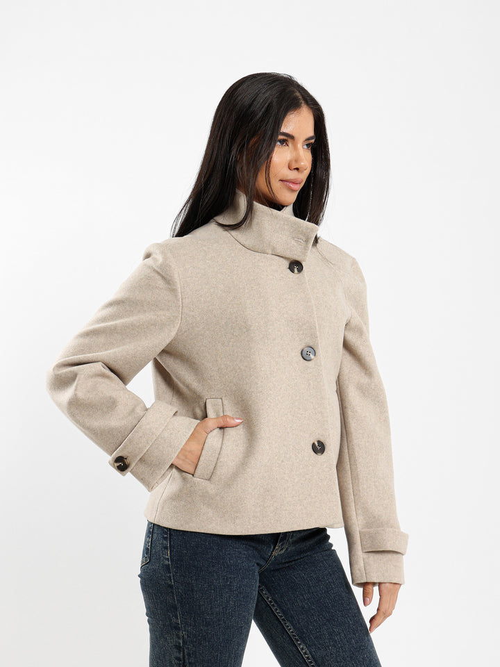 Double-Breasted High Collar Jacket