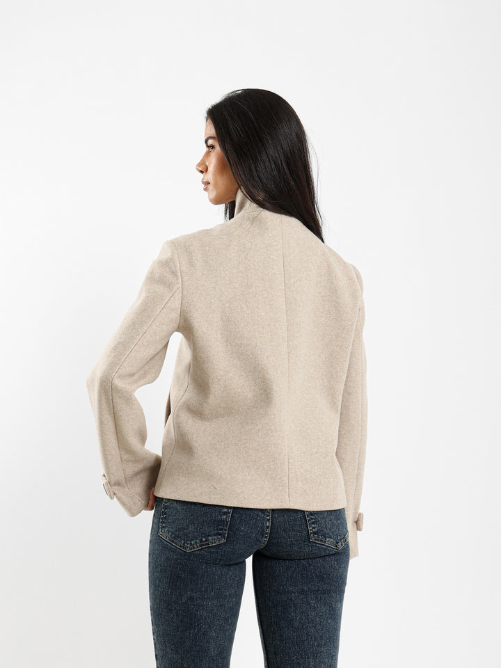 Double-Breasted High Collar Jacket