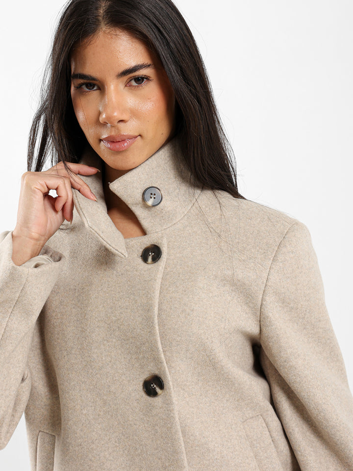 Double-Breasted High Collar Jacket