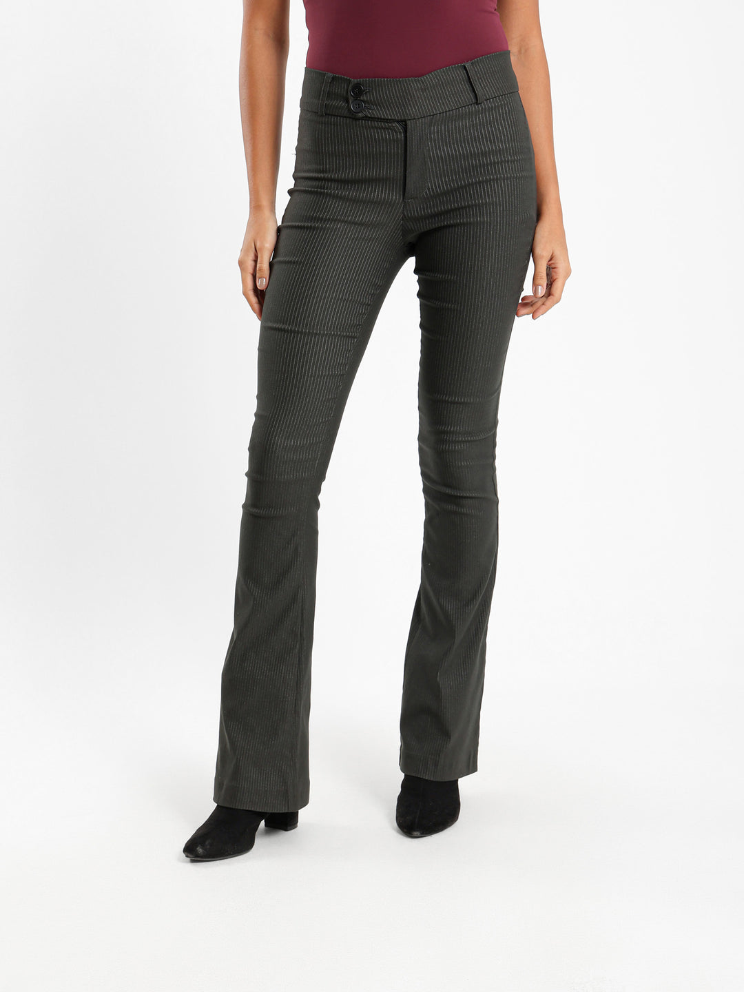 Striped Low Rise Bootcut Pants