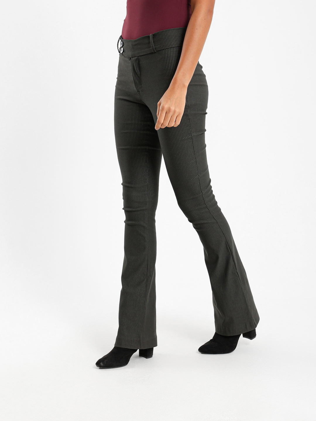 Striped Low Rise Bootcut Pants