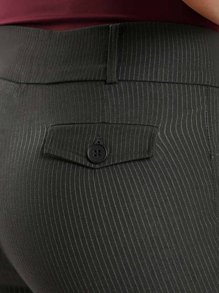 Striped Low Rise Bootcut Pants