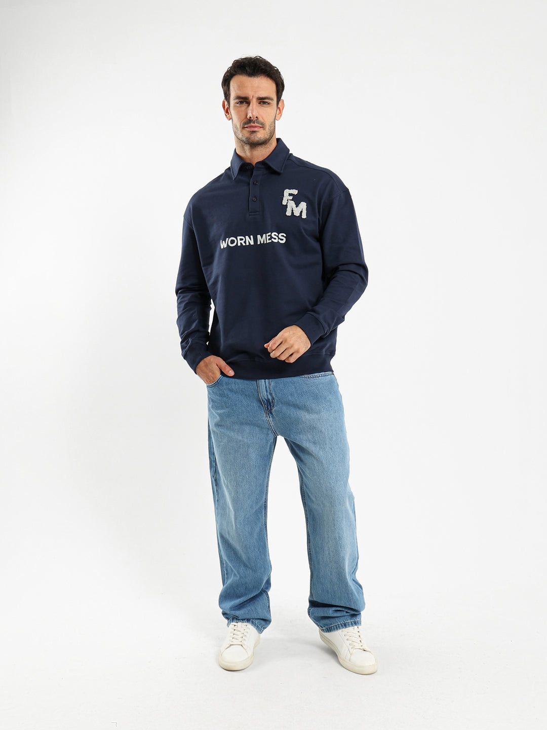 Melton Oversized Long Sleeve Polo