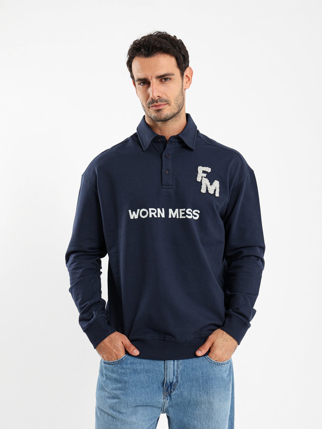 Melton Oversized Long Sleeve Polo