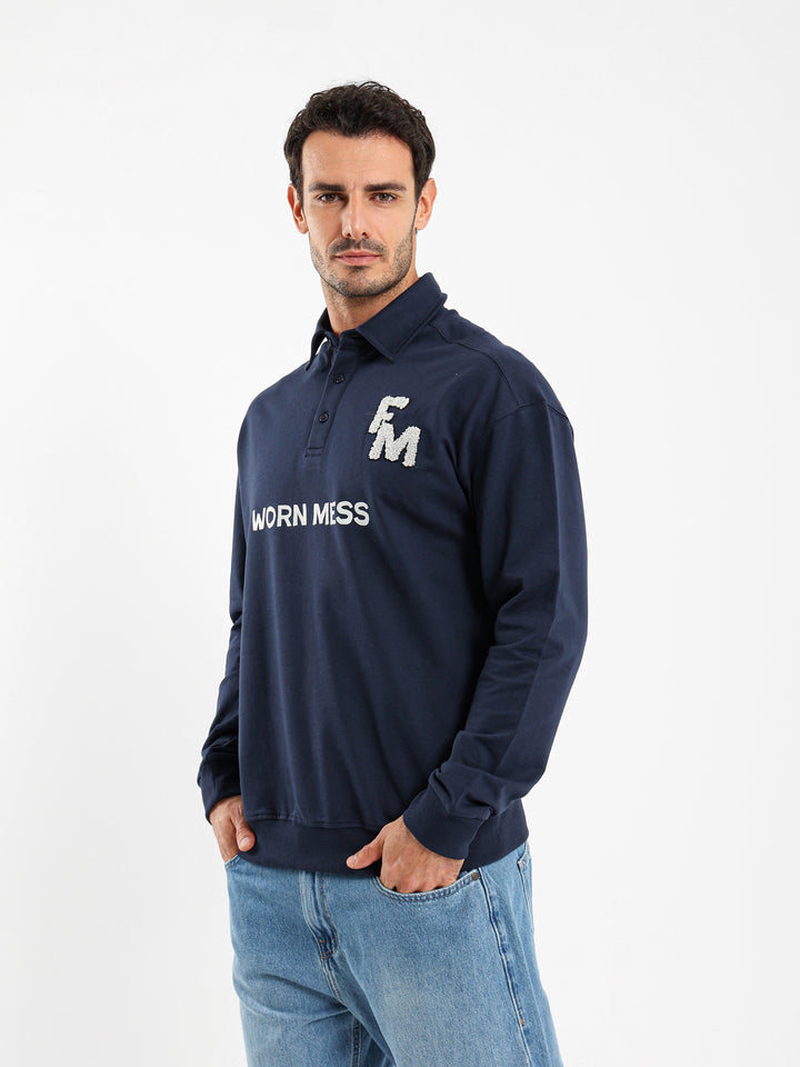 Melton Oversized Long Sleeve Polo