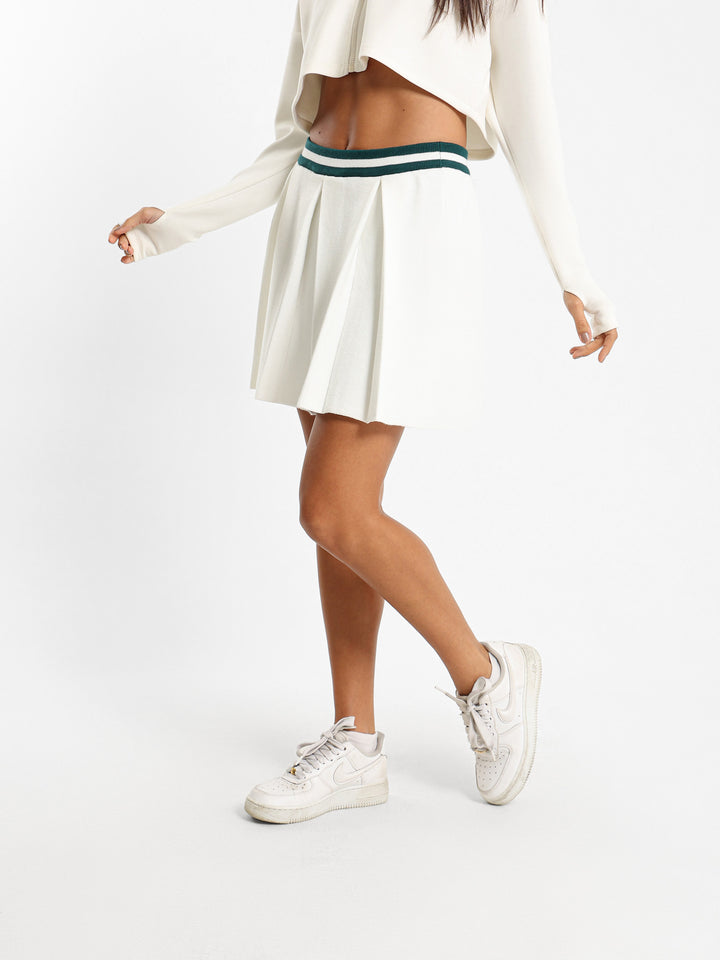 Contrast Stripe Pleated Skirt