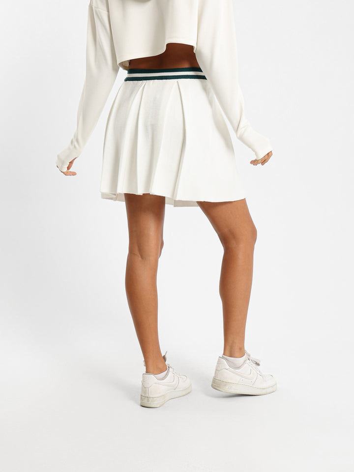 Contrast Stripe Pleated Skirt
