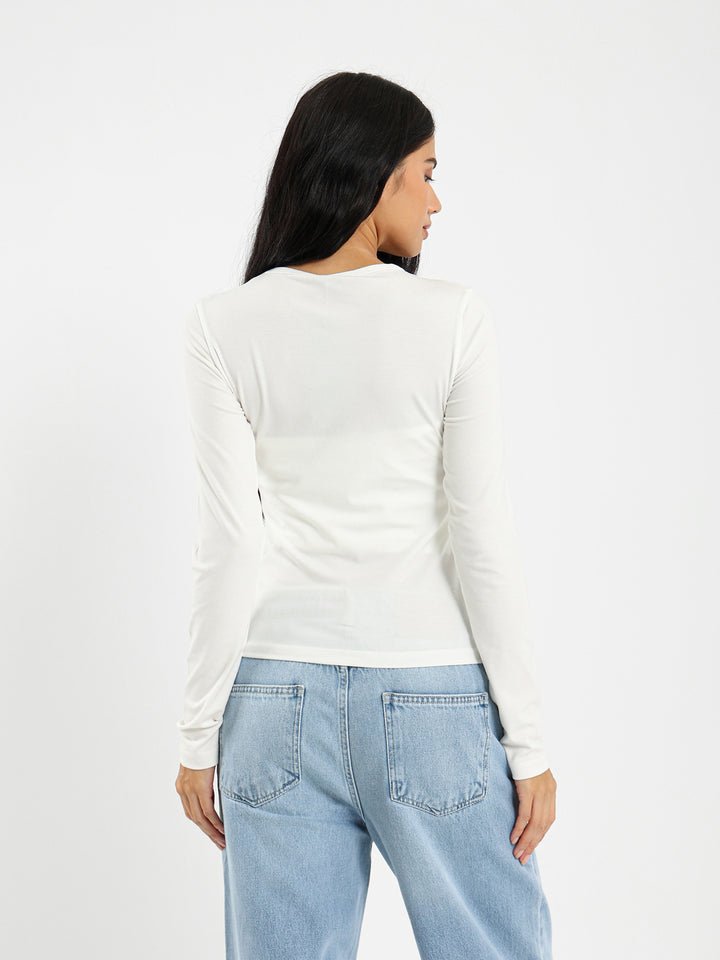 Fitted Long Sleeve Tee With Club Print
