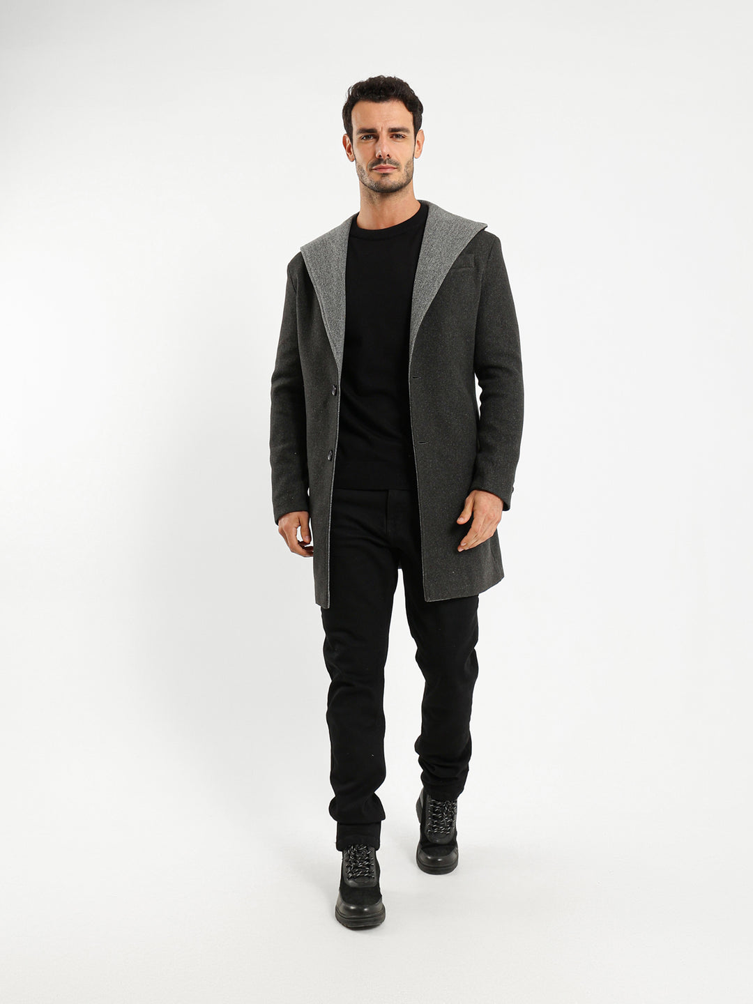 Hooded Medium-Length Coat