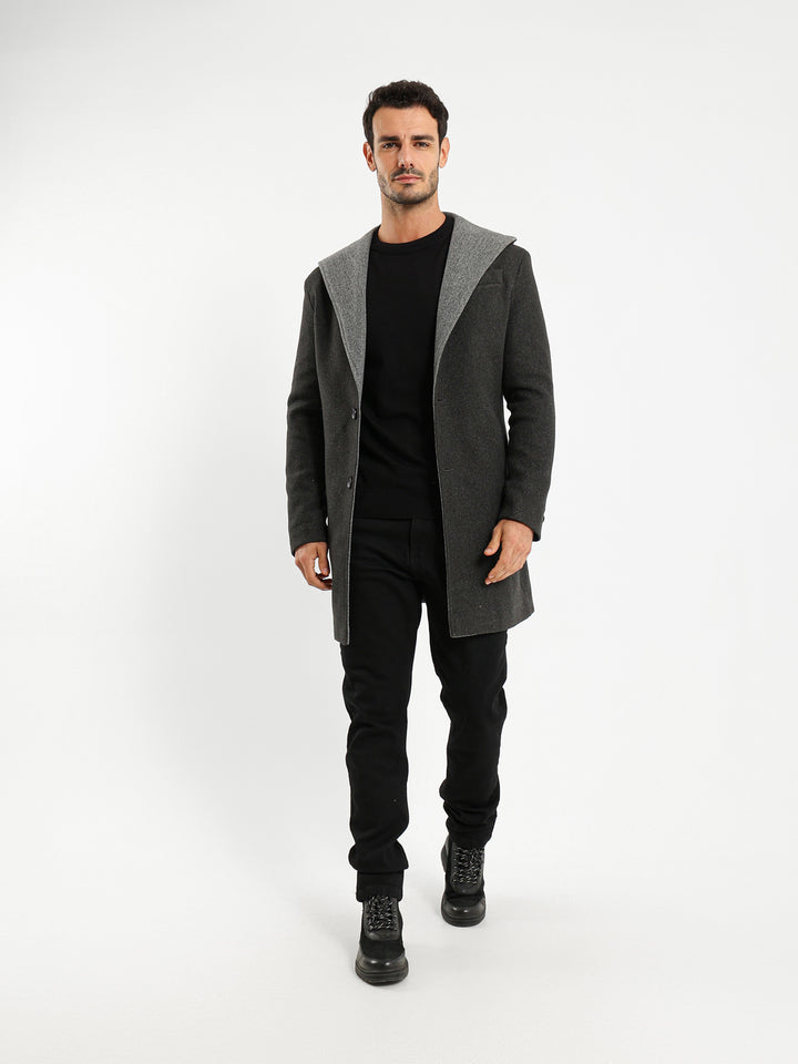Hooded Medium-Length Coat