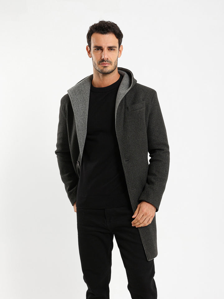 Hooded Medium-Length Coat