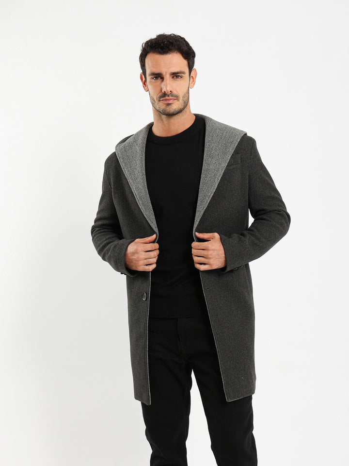 Hooded Medium-Length Coat