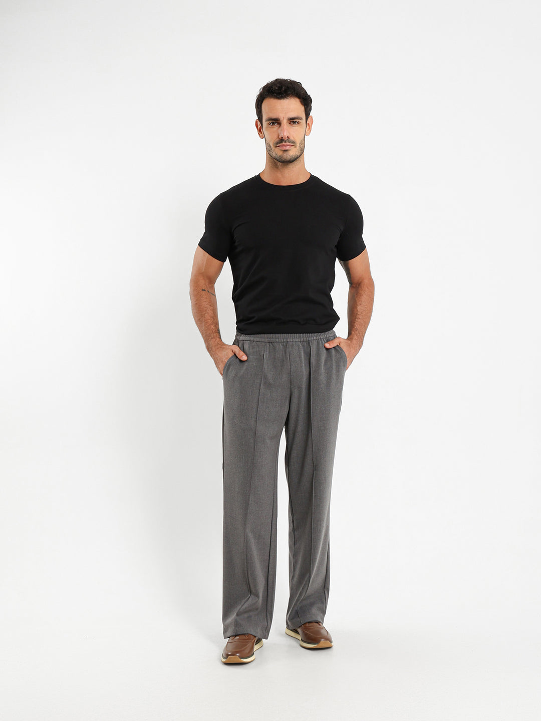 Tailored Loose Pants With Elastic Waist