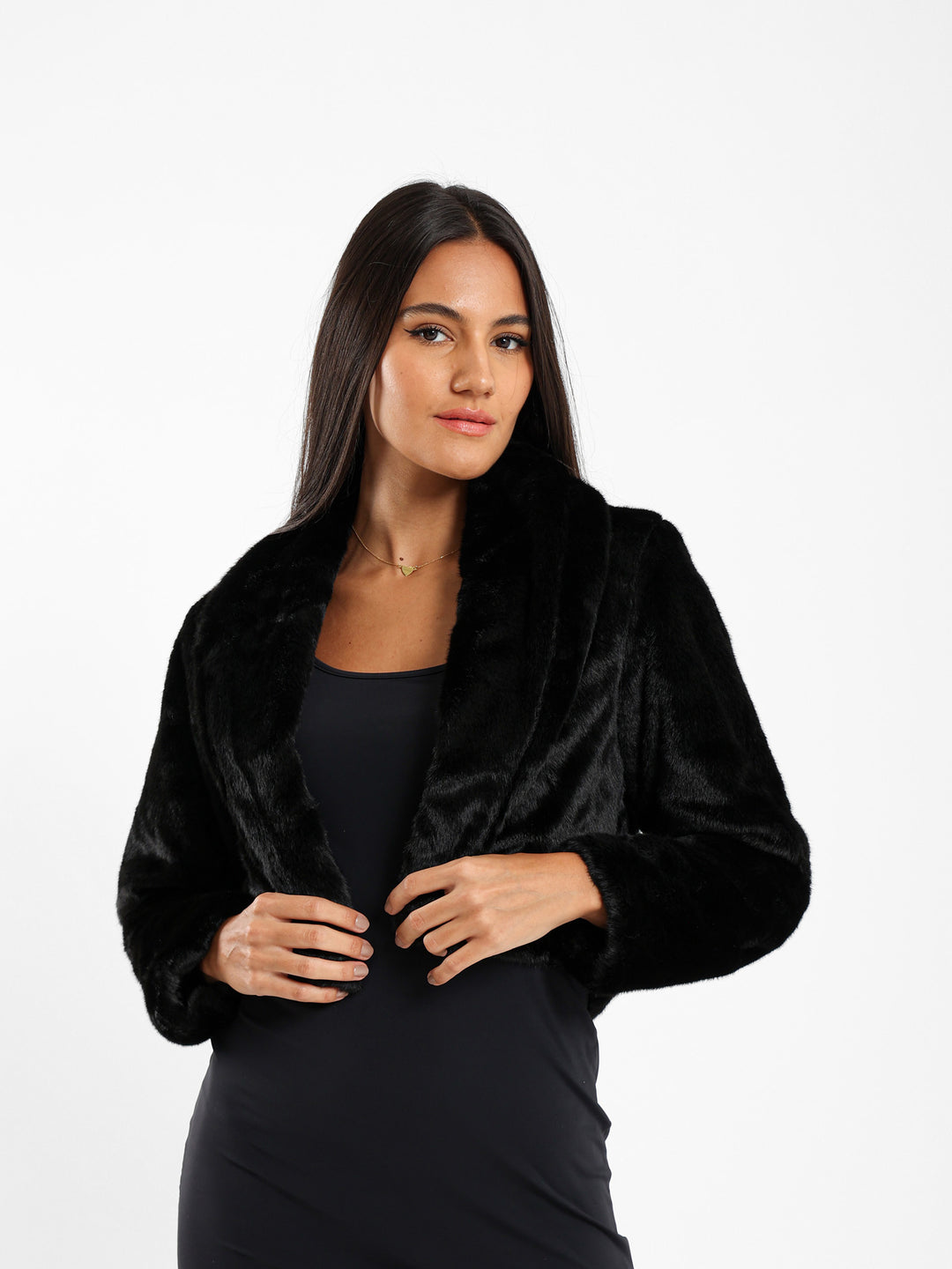 Cropped Faux Fur Jacket