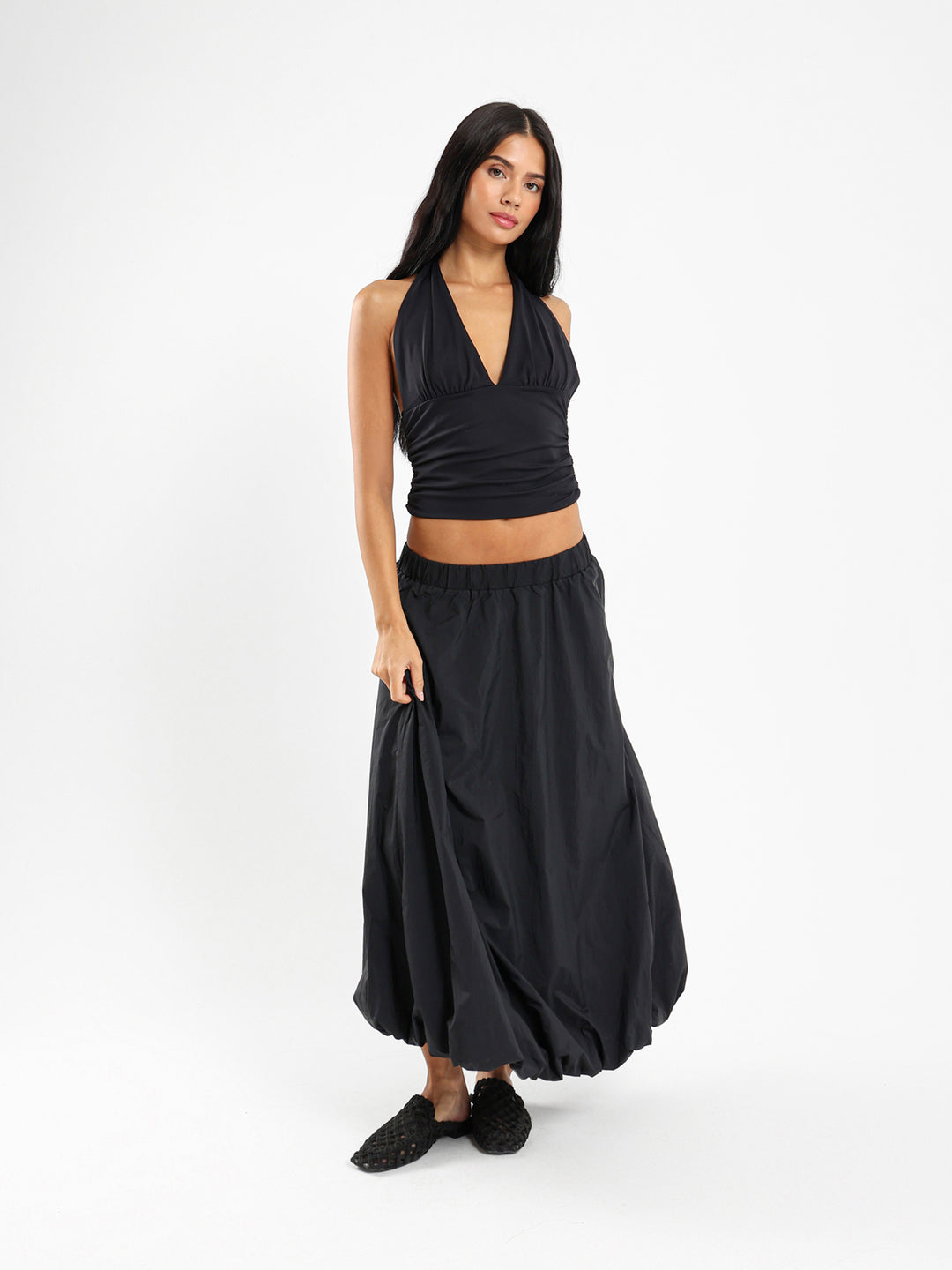 Balloon Hem Maxi Skirt
