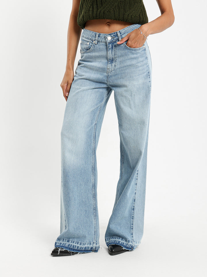 Baggy Patchwork Jeans with Destroyed Hem
