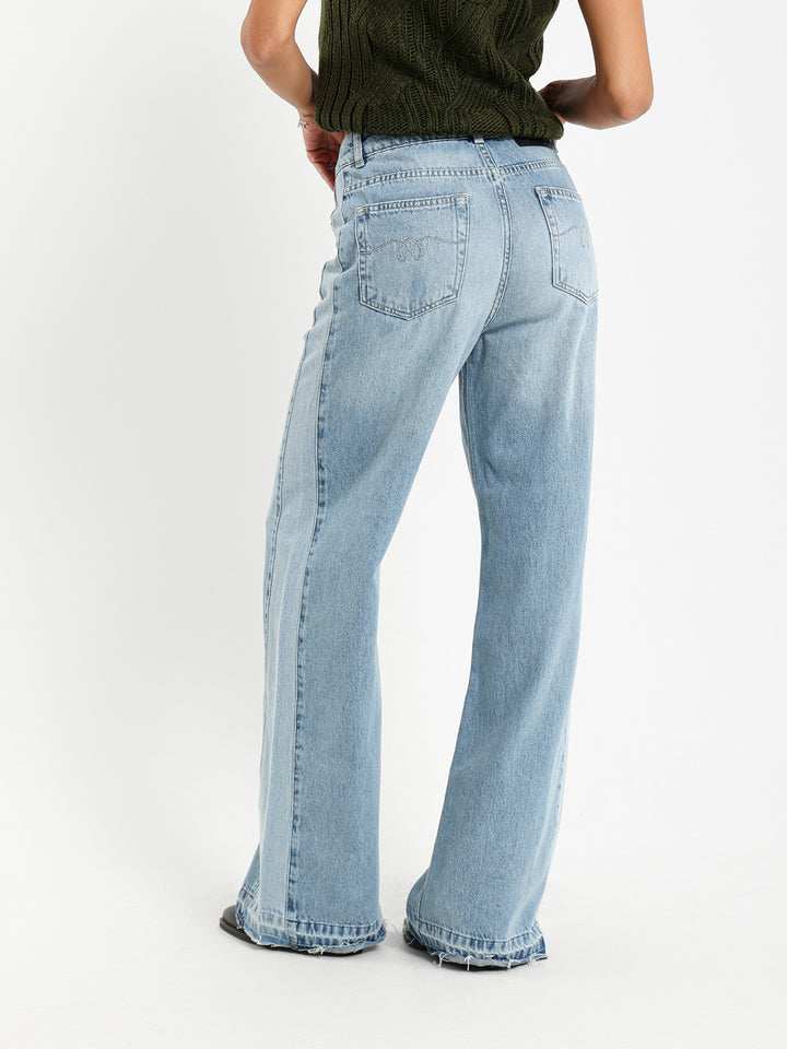 Baggy Patchwork Jeans with Destroyed Hem
