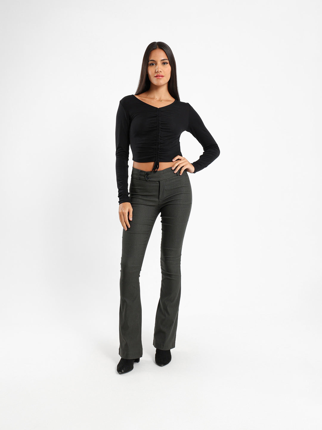 Long Sleeve Top With Front Ruche