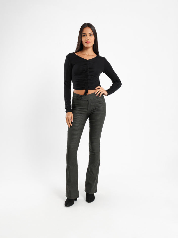 Long Sleeve Top With Front Ruche