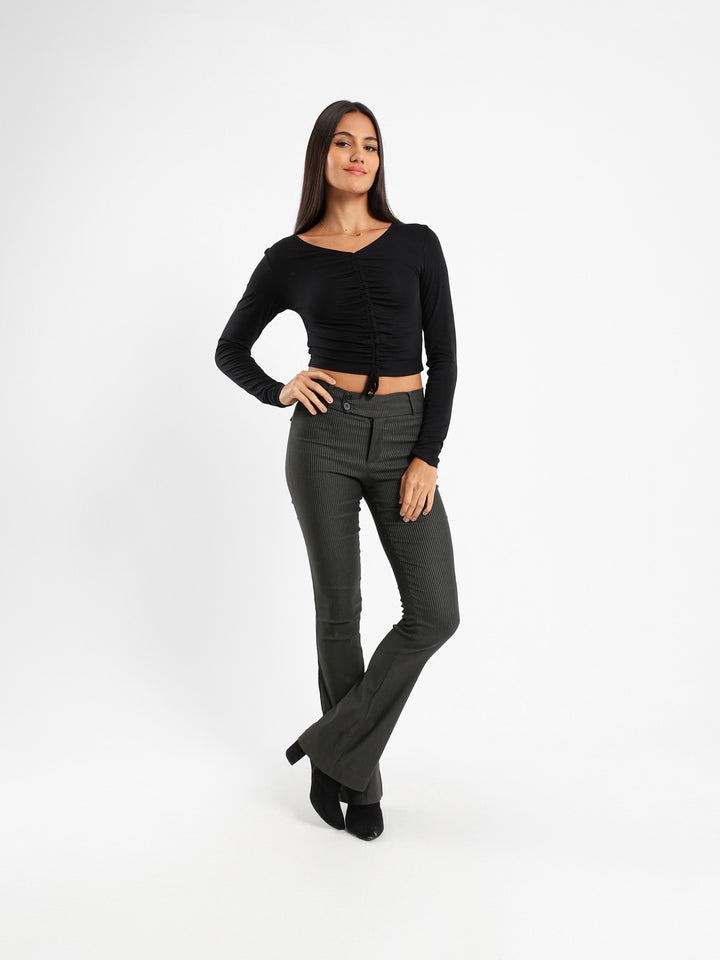 Long Sleeve Top With Front Ruche