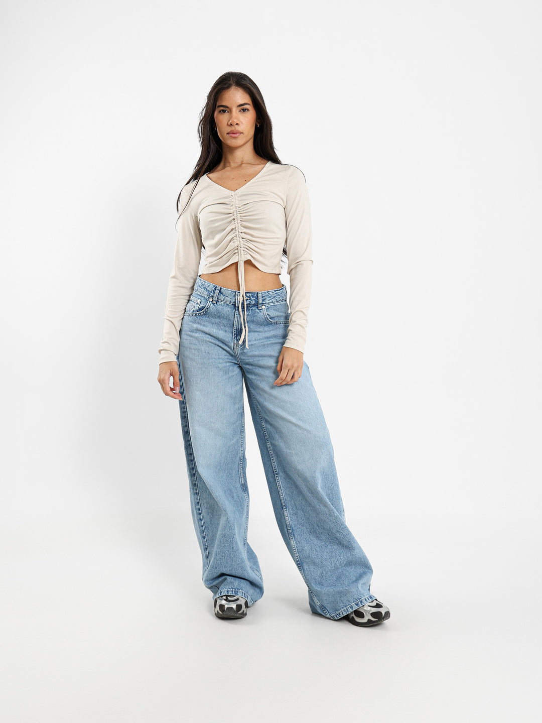 Long Sleeve Top With Front Ruche