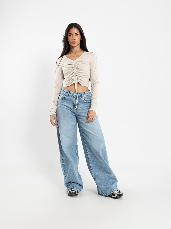 Long Sleeve Top With Front Ruche