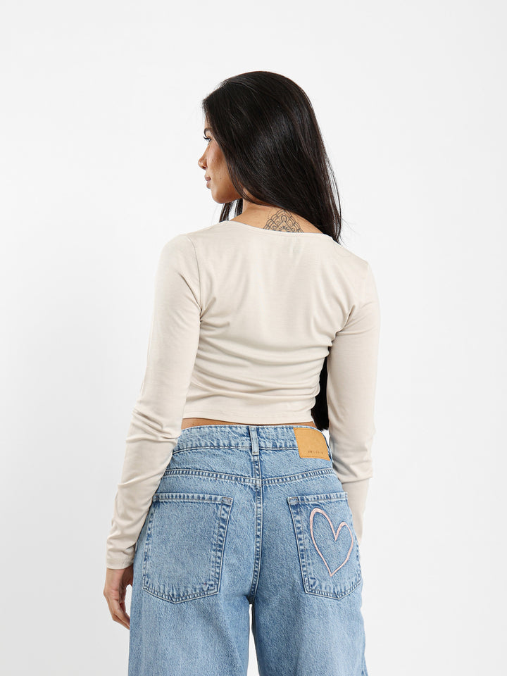 Long Sleeve Top With Front Ruche