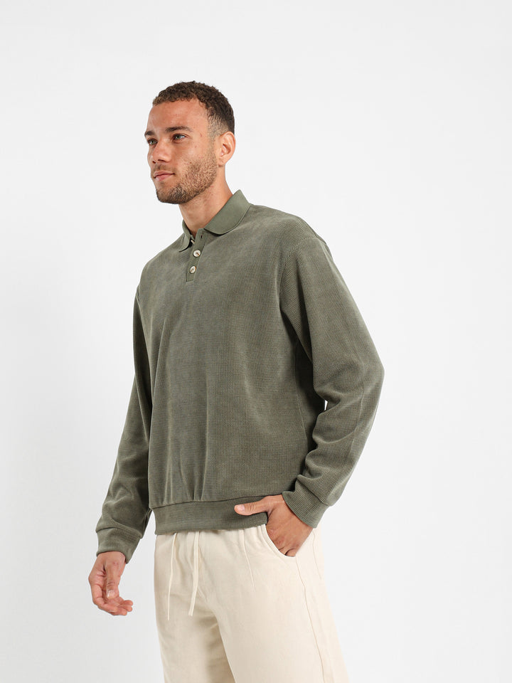 Chenille Knit Polo Shirt