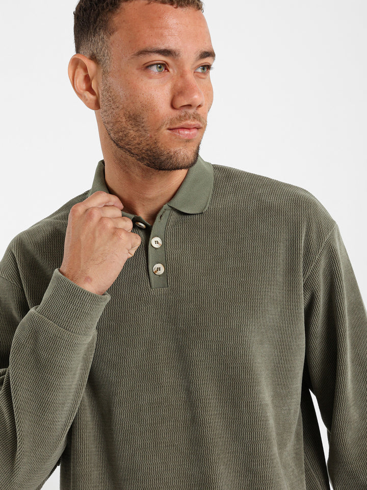 Chenille Knit Polo Shirt