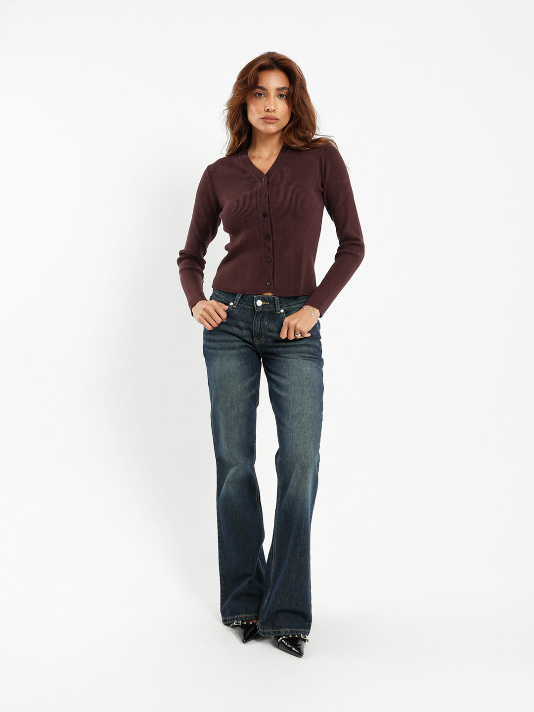 Fitted Rib Short Cardigan