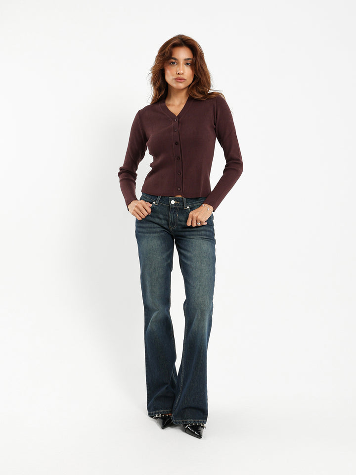 Fitted Rib Short Cardigan