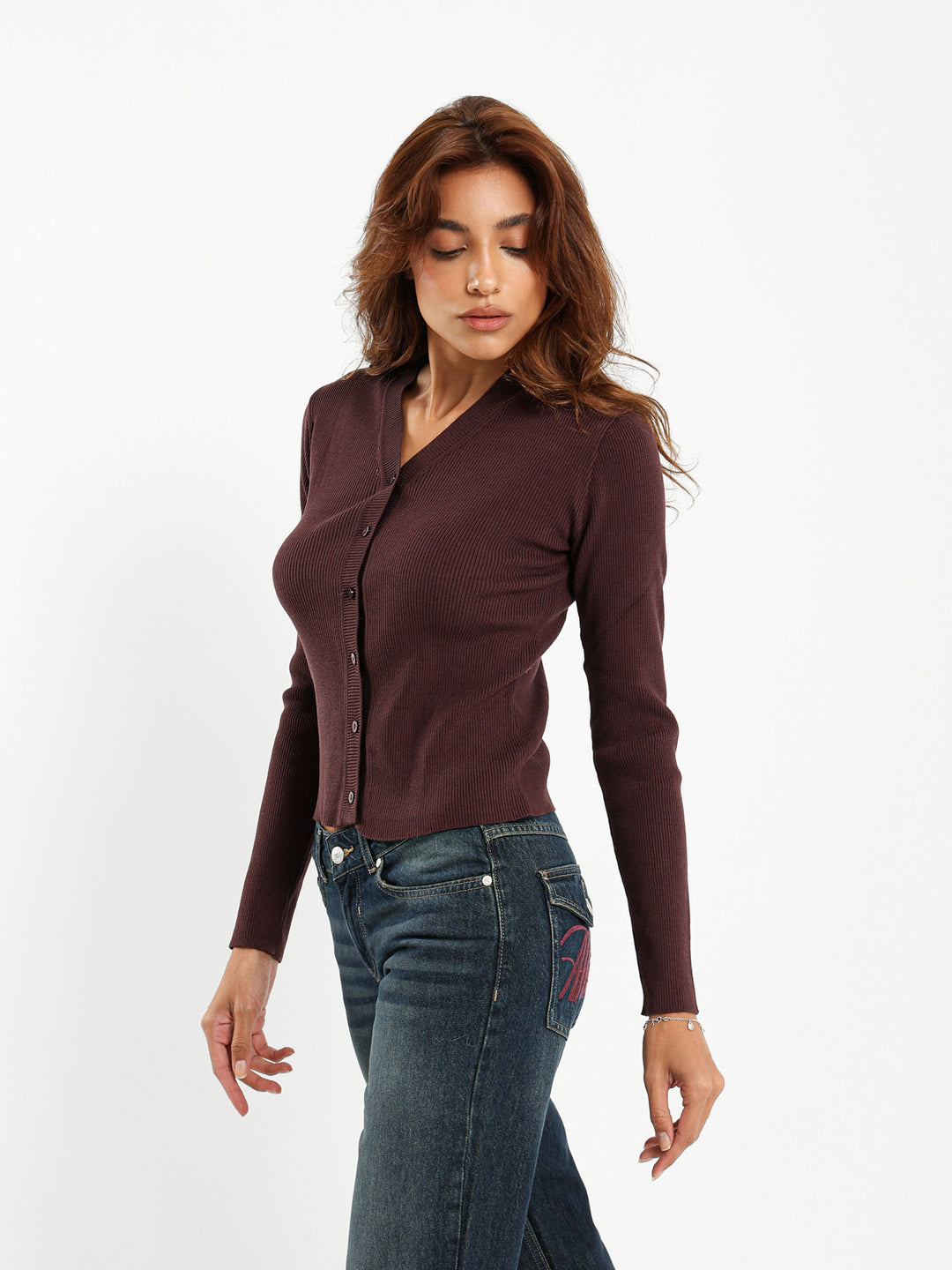 Fitted Rib Short Cardigan
