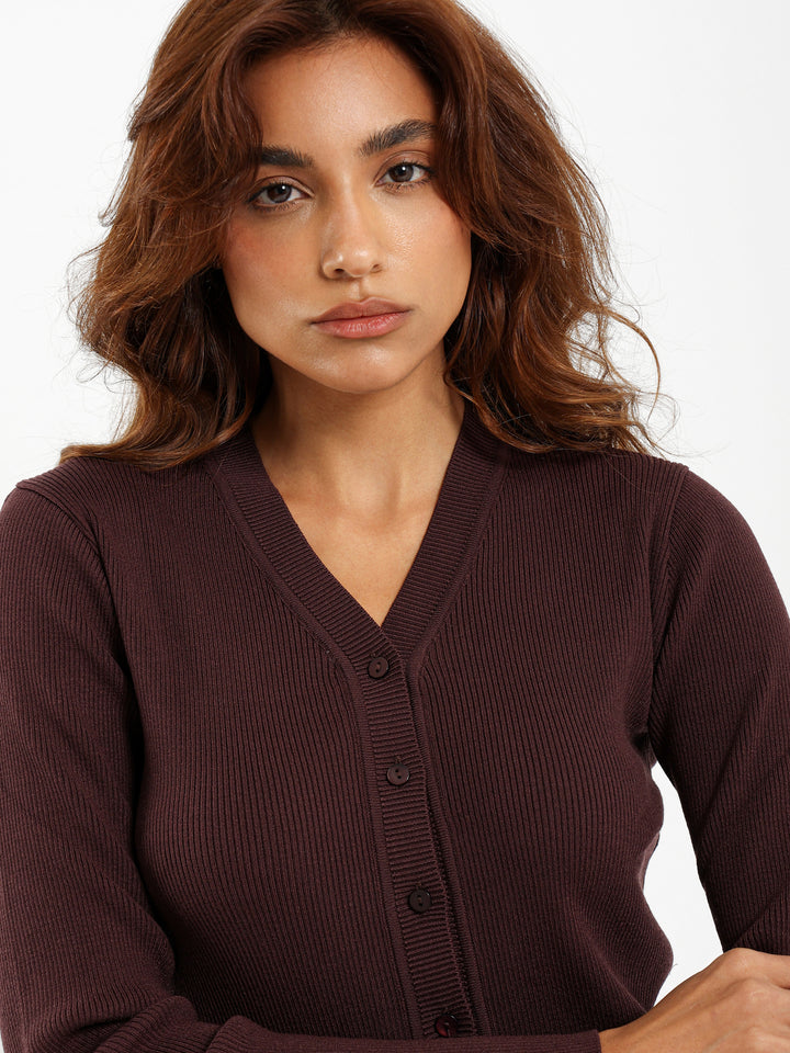 Fitted Rib Short Cardigan