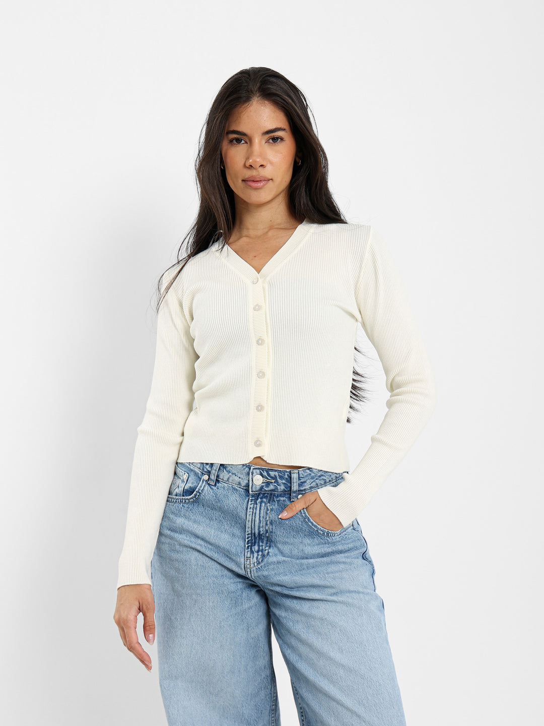 Fitted Rib Short Cardigan
