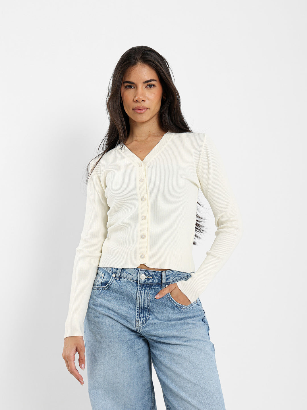 Fitted Rib Short Cardigan