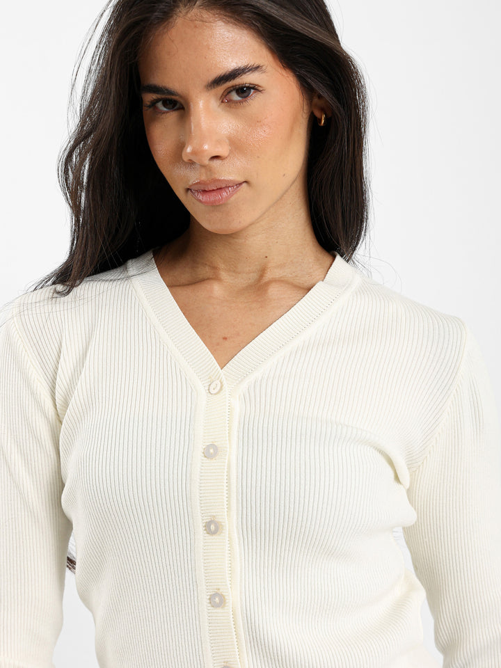 Fitted Rib Short Cardigan