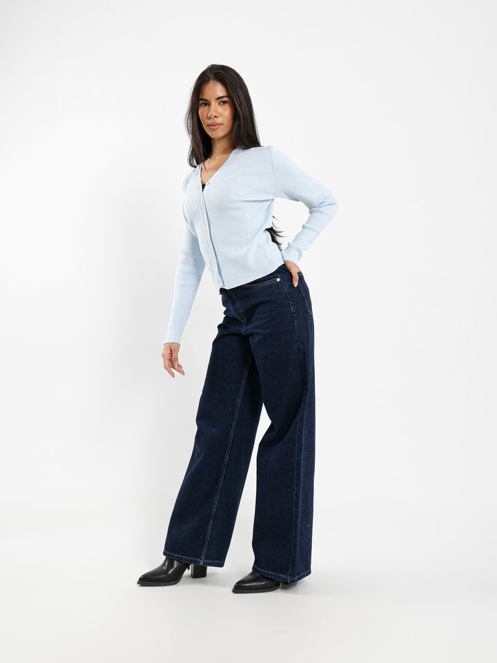Fitted Rib Short Cardigan