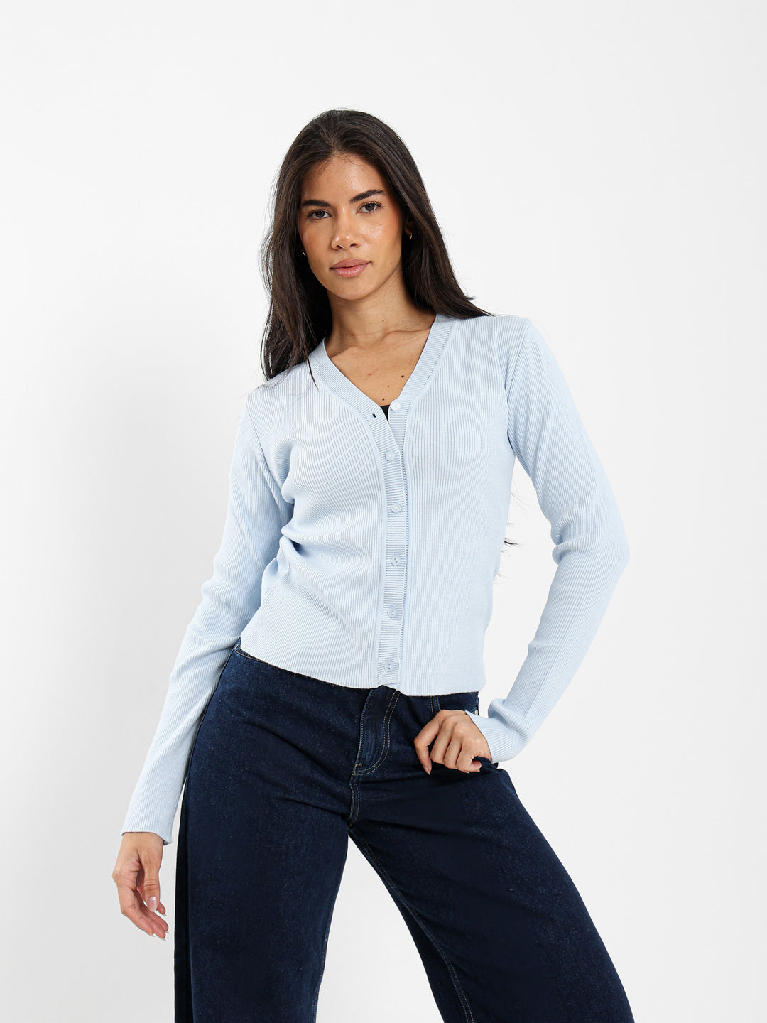 Fitted Rib Short Cardigan