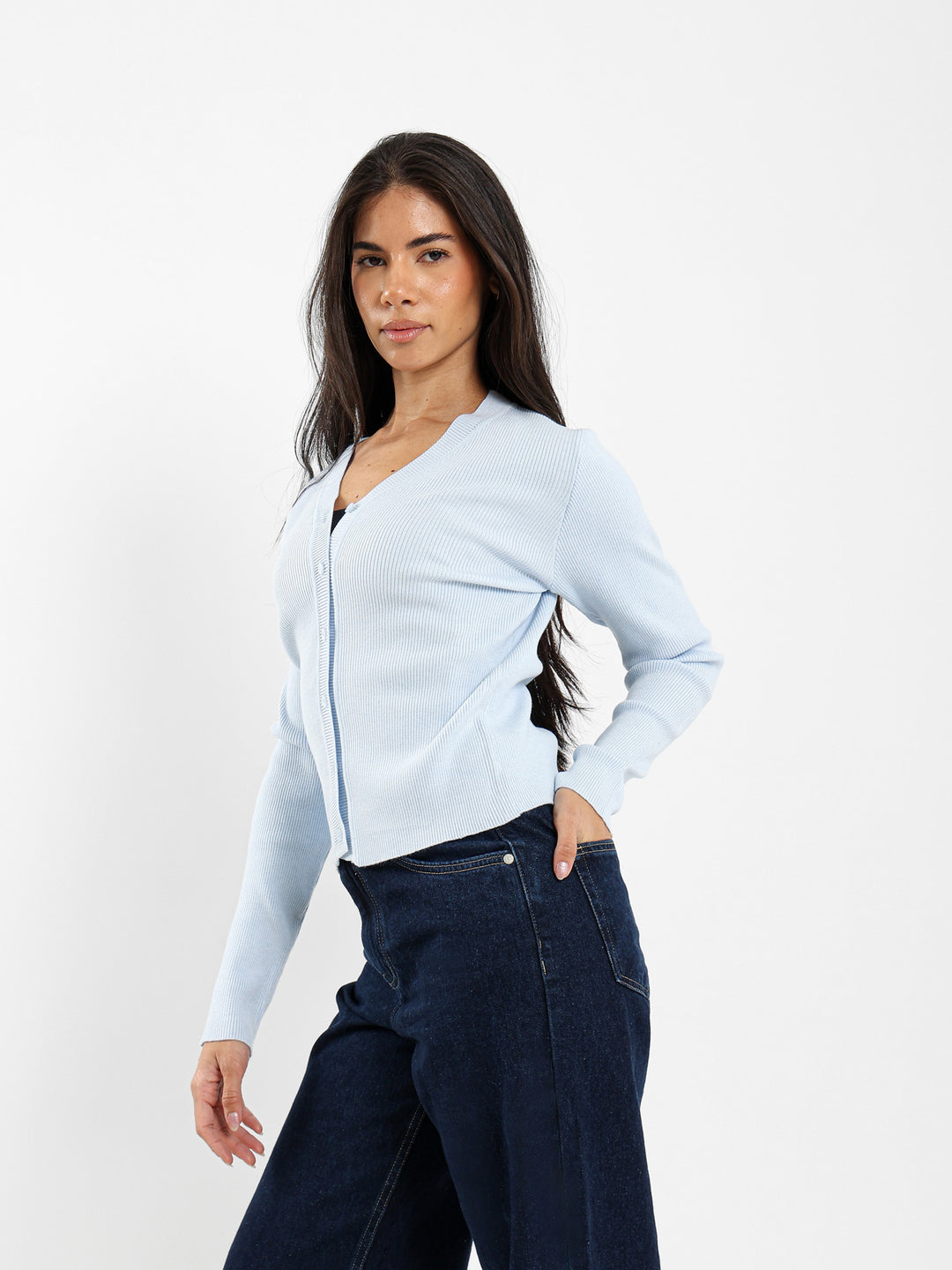 Fitted Rib Short Cardigan